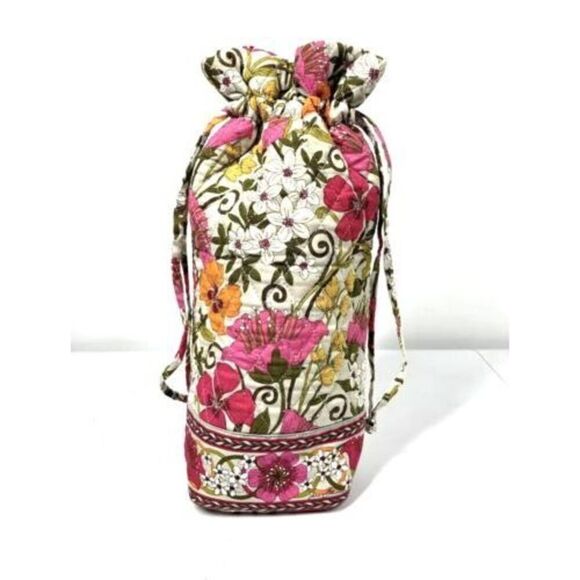 Vera Bradley Tea Garden Cheers To You Wine Bottle Drawstring Gift Bag RETIRED - Picture 2 of 5